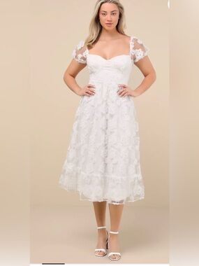 NWT Lulus Notable Elegance Mesh Floral Appliqué Dress Size XL